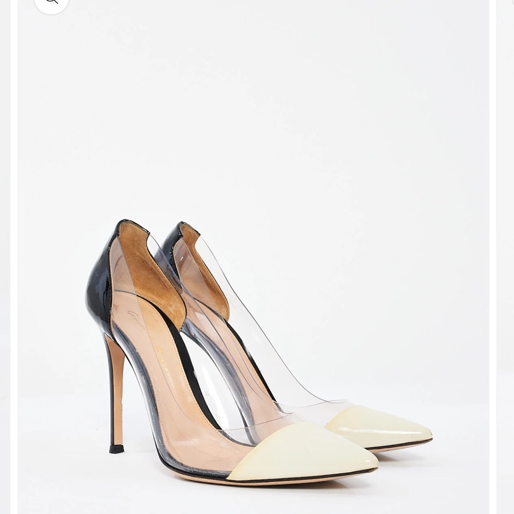 Gianvito Rossi Black and Cream Pointed Heels